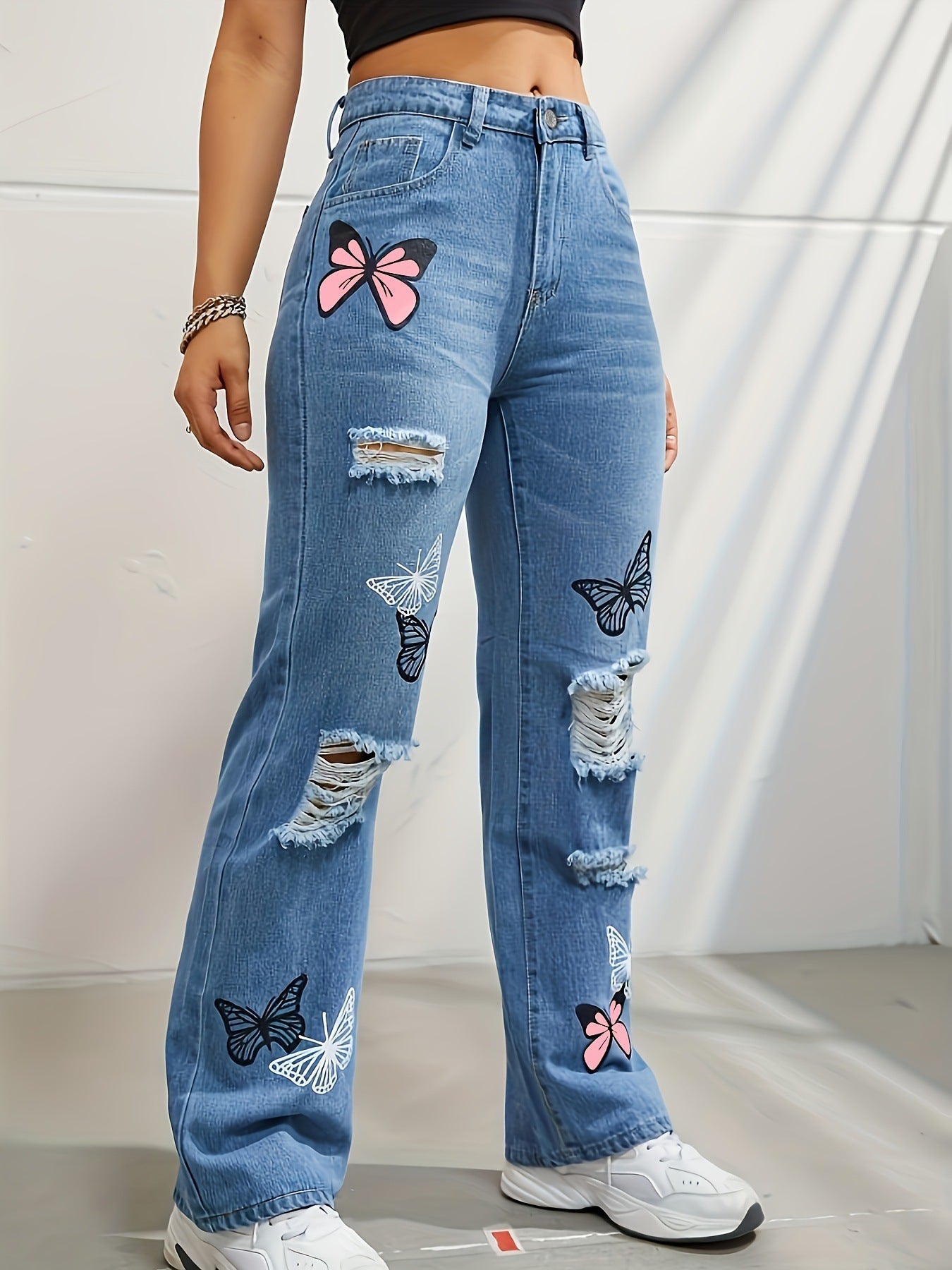High Waisted Straight Leg Jeans