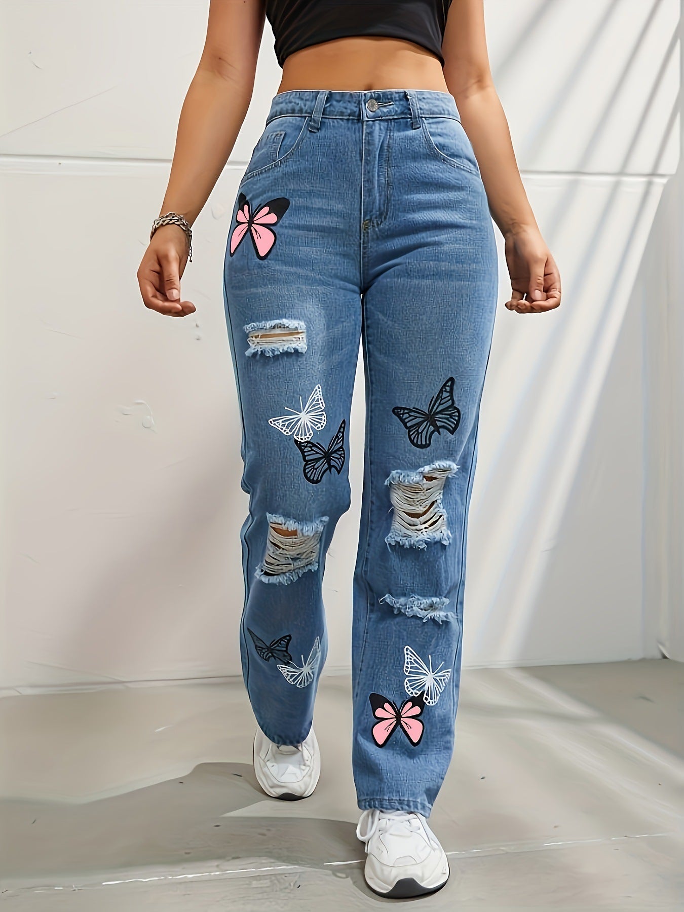High Waisted Straight Leg Jeans