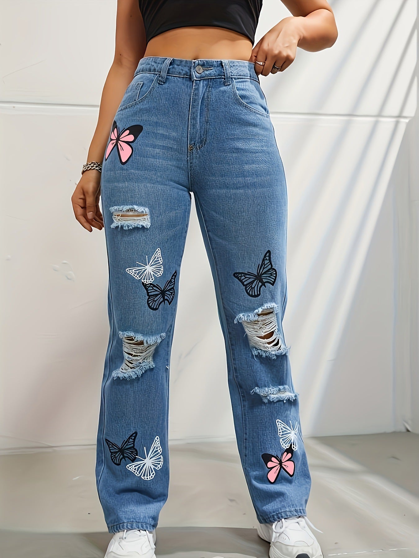 High Waisted Straight Leg Jeans