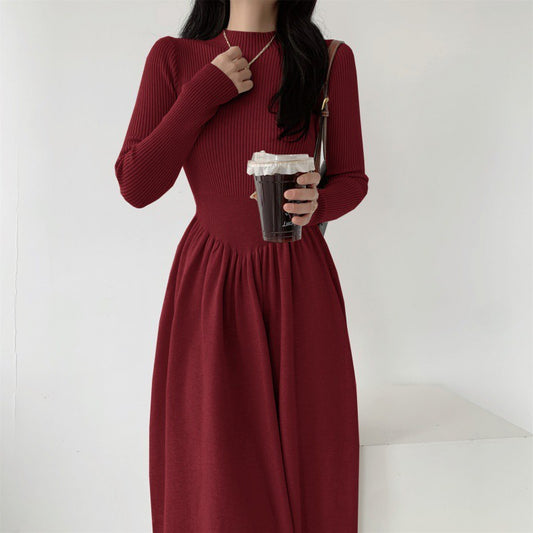 French Style Half Turtleneck Match With Coat Inner Knitted Dress