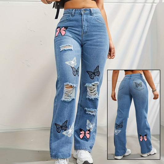 High Waisted Straight Leg Jeans